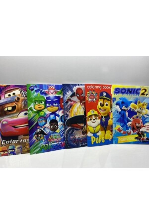 Boyama Kitabı Pijamaskeliler Paw Patrol Sonic Cars Şimşek Mcqueen Örümcek Adam Boyama Kitap 5’li Set TYC00739525143 - 3