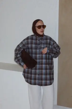 Boyundan Fularlı Ekose Gömlek - Nuuwears