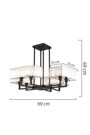 Brambles 8'li Siyah Kristalli Taşlı Modern Tasarım Kristal Salon Avize 3929-08-BL - 5