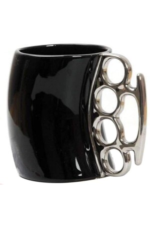 Brass Knuckles 3D Tasse Schwarz Brass Knuckles Tasse mit Halter Geschenktasse Kaffeetasse Boxtasse mtmusta01 - 1