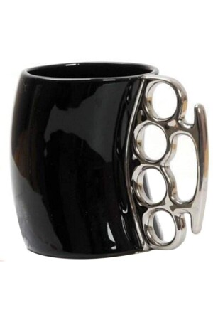 Brass Knuckles 3D Tasse Schwarz Brass Knuckles Tasse mit Halter Geschenktasse Kaffeetasse Boxtasse mtmusta01 - 3