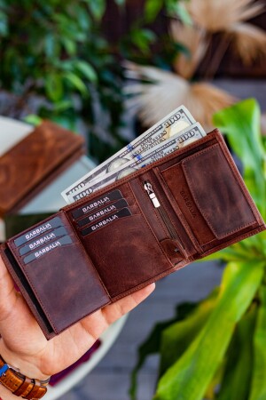 Braune Herren-Geldbörse mit Münzfach aus echtem Leder JCKSN101 DORTMUND101 - 4