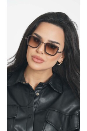 Braune rechteckige Unisex-Sonnenbrille YW-2023e YW-2023E - 2