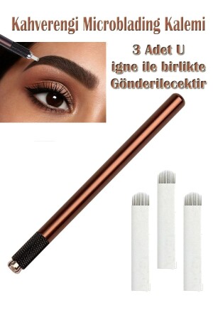 Brauner Microblading-Stift mit 3 Nadeln für die Permanent-Make-up-3D-Anwendung - 2