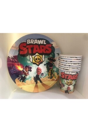 Brawl Stars Set mit 8 Papptellern und -bechern - 1