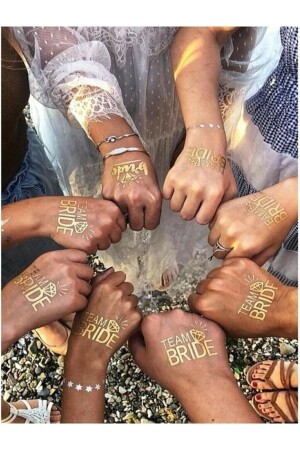 Bride To Be 1 Bride 10 Team Bride Goldfarbenes Goldgelb Temporäres Tattoo Junggesellenabschied - 3