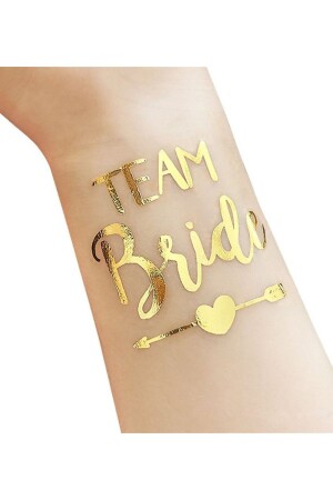 Bride To Be 1 Bride 10 Team Bride Goldfarbenes Goldgelb Temporäres Tattoo Junggesellenabschied - 7