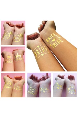 Bride To Be 1 Bride 10 Team Bride Goldfarbenes Goldgelb Temporäres Tattoo Junggesellenabschied - 9