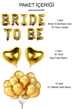 Bride To Be Folyo Balon Seti - Bekarlığa Veda Bride Partisi Balon Süsleme Gold Büyük peksusbset006 - 5