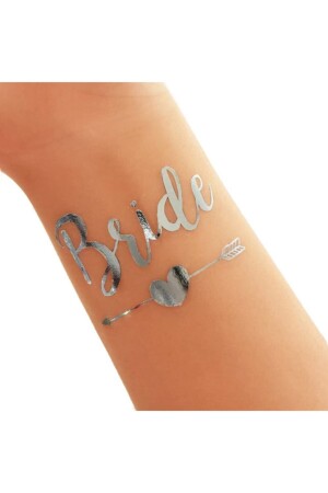 Bride To Be Konsepti 1 Bride 10 Team Bride Gümüş Gri Renkli Geçici Dövme Bekarlığa Veda Partisi - 4