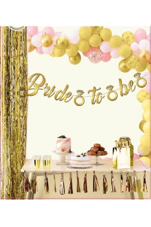 Bride To Be Party-Set (1 Gürtel – 10 Luftballons – 10 Tattoos – 10 Kronen) Team Bride Bachelorette Concept Gold - 4