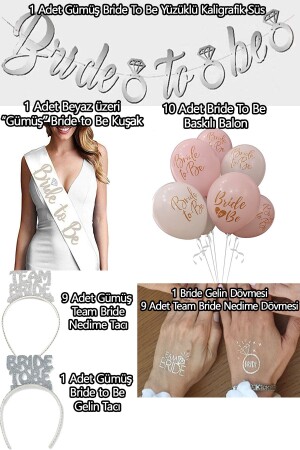 Bride To Be Party-Set (Ornament – ​​1 Gürtel – 10 Luftballons – 10 Tattoos – 10 Kronen) Team Bride Bachelorette Party-Konzept - 2