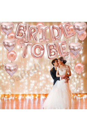 Bride To Be Rose Gold Folyo Balon Seti- 5 Adet Kalp Folyo Ve Lateks Balon - 4