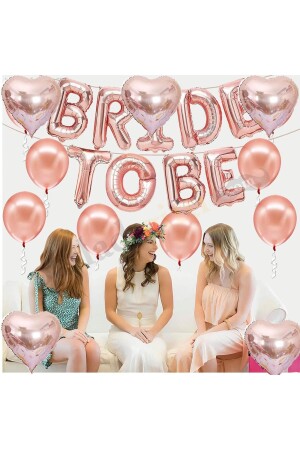 Bride To Be Rose Gold Folyo Balon Seti- 5 Adet Kalp Folyo Ve Lateks Balon - 5