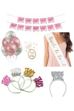 Bride To Be Set Bride To Be Parti Seti Bride Taç Bride Kuşak 44 Parça Bride Set BRİDEPK23 - 3