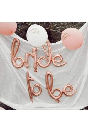 „Bride To Be Written“ handgeschriebener Folienballon in Roségold, großes Ballon-Set für Junggesellenabschied - 1