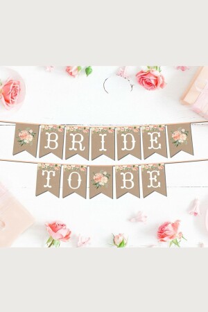 „Bride To Be Written“-Motto-Bachelorette-Party-Konzept, 2 Meter langes Wimpelbanner mit Pappschnur und Schriftzug - 2