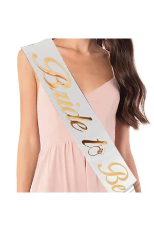 Bride To Be Yazılı Beyaz Üstüne Gold Altın Sarısı Yaldızlı Kuşak Bekarlığa Veda Partisi Konsepti - Huzur Party Store