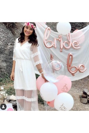 Bride To Be Yazılı El Yazısı Folyo Rose Gold Renkli Balon Bekarlığa Veda Partisi Büyük Balon Seti - 3