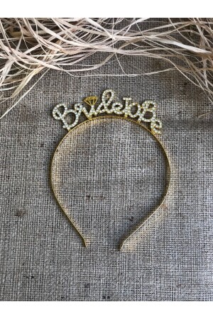 Bride To Be Yazılı Parıldayan Taşlı Taç Gold Renkli Altın Sarısı Bekarlığa Veda Partisi Konsept - Huzur Party Store