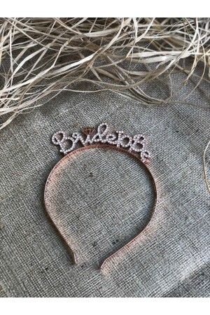 Bride To Be Yazılı Taşlı Taç Parıldayan Taş Yapısı Rose Gold Renkli Bekarlığa Veda Partisi Konsept - Huzur Party Store