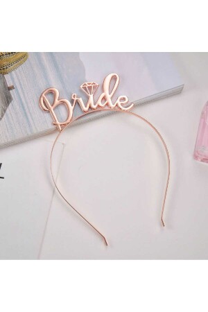 Bride Yazılı Metal Taç Rose Gold Renkli Bakır Renginde Bekarlığa Veda Partisi Konsepti Kaliteli Taç - 1
