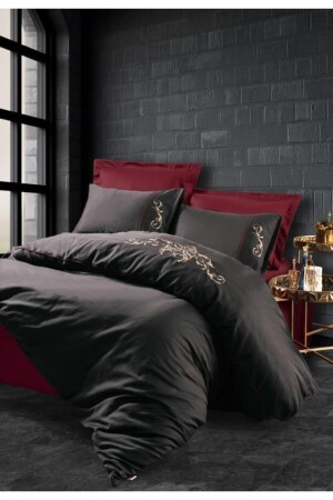 MNZ-Brode غطاء مزدوج ساتن غطاء غطاء مجموعة ساريت كلاريت حمراء 8680108055960 - Cotton Box