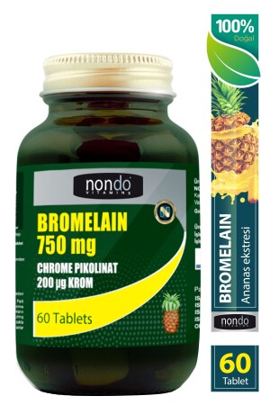 Bromelain 750 mg Chrompicolinat 60 Tabletten Bromelien-Ananas-Extrakt Chrom Vitamin C Vitamin B12 - 2