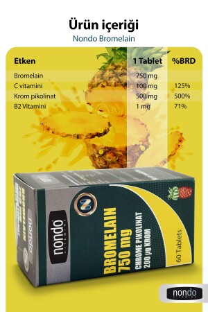 Bromelain 750 mg Chrompicolinat 60 Tabletten Bromelien-Ananas-Extrakt Chrom Vitamin C Vitamin B12 - 4