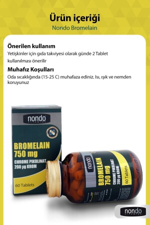 Bromelain 750mg Krom Pikolinat 60 Tablet Bromelian Ananas Özü Krom C Vitamini B12 Vitamini - 5