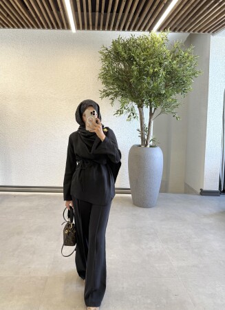 Broşlu Tasarım Takım- Siyah - Duendeca