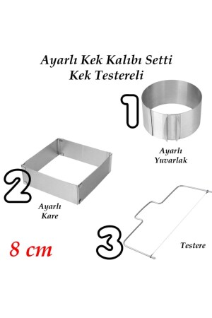 - Brot, Kuchen, Gebäck, Biskuitkuchenform, Kreis und Säge, verstellbar, verstellbar, rund und quadratisch (8 cm), AMELHOME-039 - 3