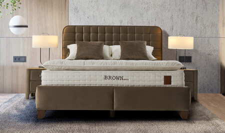 Brown Letto Baza + Başlık + Yatak - 1