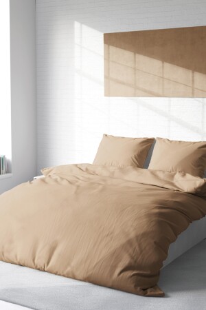 Brown Lux Cotton Ranforce Double Duvet Cover Set monohomeluxcknt - 2