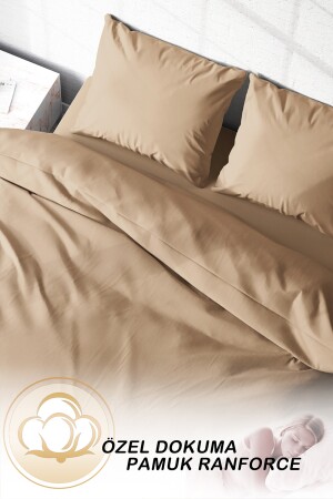 Brown Lux Cotton Ranforce Double Duvet Cover Set monohomeluxcknt - 4