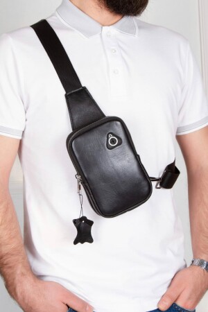 Brust- und Umhängetasche aus 100 % echtem Leder, Hüfttasche mit Kopfhöreranschluss, BDL4904 - 2