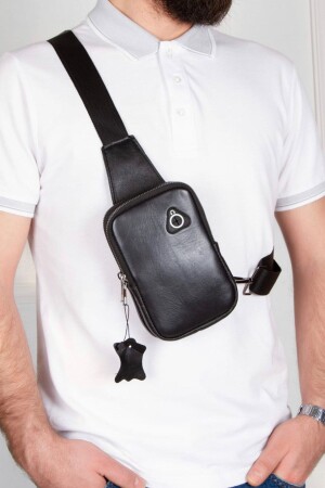 Brust- und Umhängetasche aus 100 % echtem Leder, Hüfttasche mit Kopfhöreranschluss, BDL4904 - 1