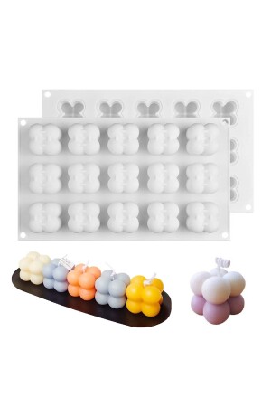 Bubble Mum Silikon Kalıbı 3d Mini Çoklu Bubble Kalıbı Bakeware 15'li GET425210 - 2