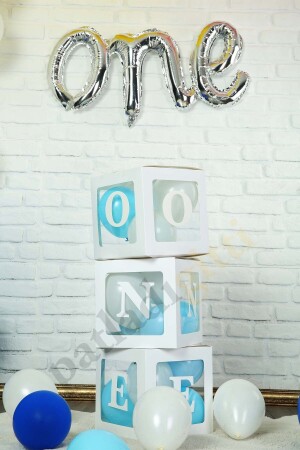 Buchstabe I Transparente weiße Ballonbox und Ballonset DIY Baby Kindergeburtstag Dekoration - 6