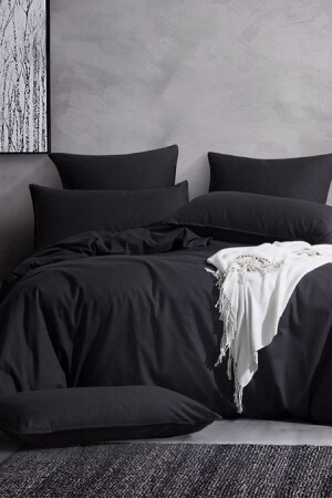 Bügelleichter Doppel-Baumwoll-Bettbezug + 2 Kissenbezüge, einfarbiges Bettbezug-Set in allen Farben - 2