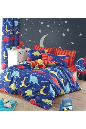 Bügelleichtes Bettbezug-Set für Doppelbett, Dinosaurier, Blau, Ep-021334 - 4