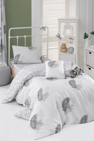 Bügelleichtes Bettbezug-Set für Einzelbett, Palmagrau, Ep-022064 - Enlora Home