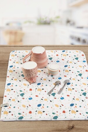 Bulaşık Kurutma Matı 42x50 Cm Pedi Kurulama Bezi Örtüsü Mf-077 - Hamur