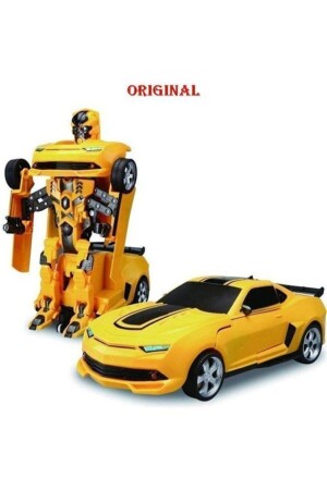 Bumblebee Robota Dönüşen Araba Pilli - Işıklı- Sesli- Camaro Araba- Robot Araba-25 Cm - 1