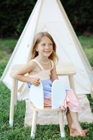 Bunny Montessori Kinderaktivität Sommer – Set aus transparentem Tisch und Hasenohren-Stuhl, mickeytablesandalye - 2