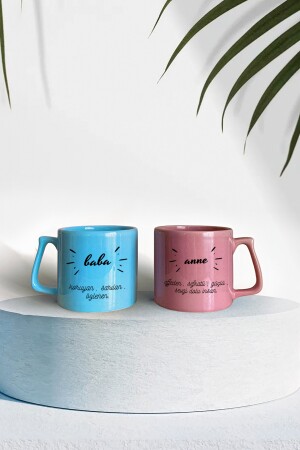 Bunt gemusterte Mutter und Vater Beschreibung Bedruckte Luxus-Tee-Kaffeetasse 3582821123867 - 2