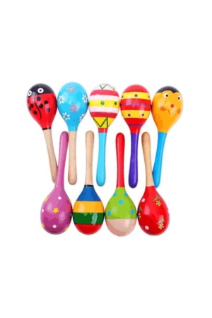 Bunte hölzerne Maracas-Perlen-Rhythmusinstrument-Rassel für Kinder - 2