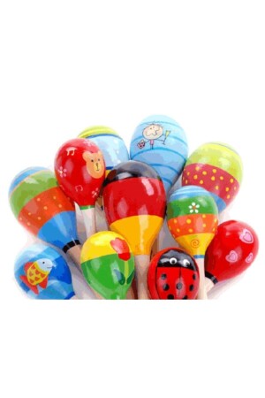 Bunte hölzerne Maracas-Perlen-Rhythmusinstrument-Rassel für Kinder - 4