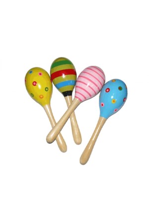 Bunte hölzerne Maracas-Perlen-Rhythmusinstrument-Rassel für Kinder - 5