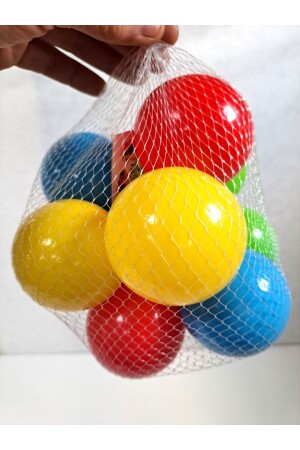 Bunte Poolbälle, 10 Stück, Pool- und Spielhausbälle im Netz, weich, 7 cm Durchmesser, Paket Ball 20 x 20 x 20 cm - 1